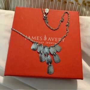 James Avery Sterling Silver hammered square necklace retired